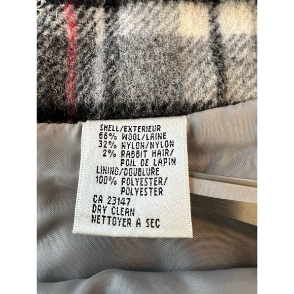 VTG Talbots Tartan Plaid Wool Mini Skirt 12 Black Gray Italian Academia Preppy - Picture 5 of 7